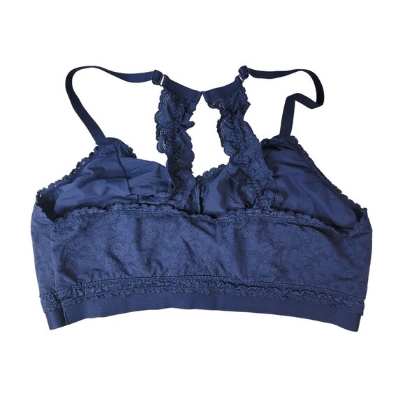 Cacique Wire Free Bralette Bra Blue Size 18 20 Lined Unpadded Racerback Adj Lace - Picture 4 of 9